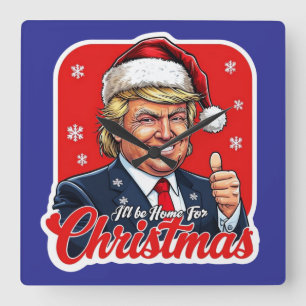Horloge Carrée Donald Trump Christmas Santa Claus Art