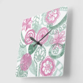 Horloge Carrée doodflowers (Angle)