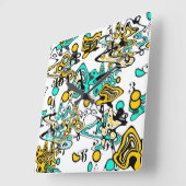 Horloge Carrée Doodle, abstrait (Angle)