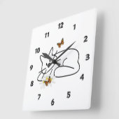 Horloge Carrée Doodle cat (Angle)