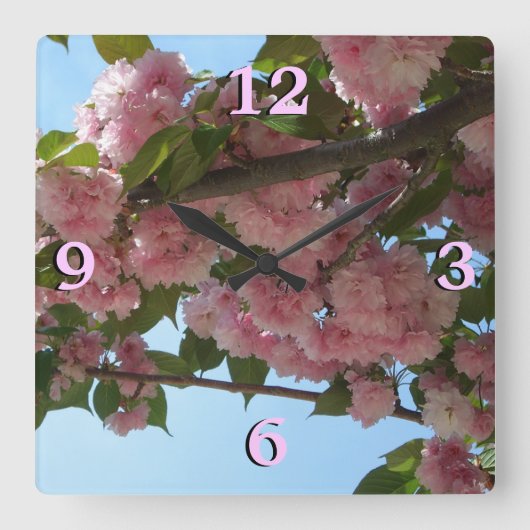 Horloge Carrée Double Blossoming Cherry (Recto)