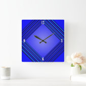 Horloge Carrée Double Blue Frame 4 White Numbers (Maison)