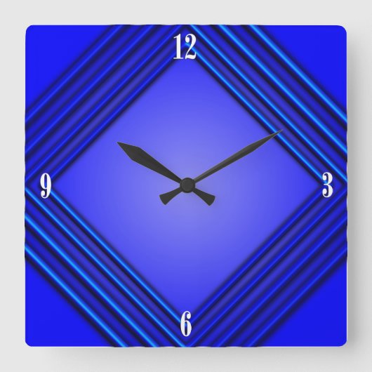 Horloge Carrée Double Blue Frame 4 White Numbers (Recto)
