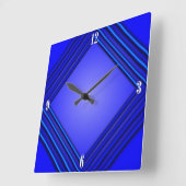 Horloge Carrée Double Blue Frame 4 White Numbers (Angle)