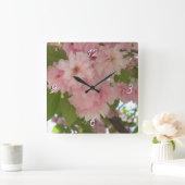 Horloge Carrée Double floraison cerisier II printemps fleuri (Maison)