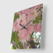 Horloge Carrée Double floraison cerisier II printemps fleuri (Angle)