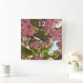 Horloge Carrée Double floraison cerisier III printemps fleuri (Maison)