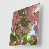 Horloge Carrée Double floraison cerisier III printemps fleuri (Angle)