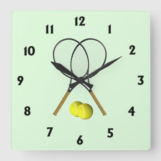 Horloge Carrée Doubles de tennis Green (Recto)