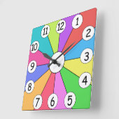 Horloge Carrée Douze couleurs vives (Angle)