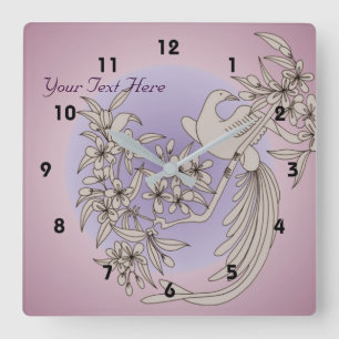 Horloge Carrée Dove On Flower Branch Animal Art