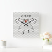 Horloge Carrée Doves blanches personnalisées Mariage Cadeau en pl (Maison)
