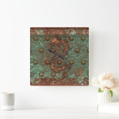Horloge Carrée Dragon Asiatique Rusty metal Fantasy Art Clock (Maison)