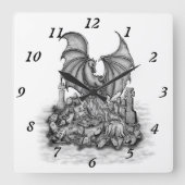 Horloge Carrée Dragon avec Zombie (Recto)