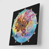 HORLOGE CARRÉE DRAGON DE MER (Angle)