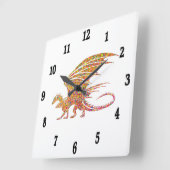 Horloge Carrée Dragon de mosaïque Extraordinaire (Angle)