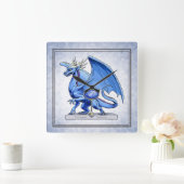 Horloge Carrée Dragon de pierre de naissance de septembre : Sapph (Maison)