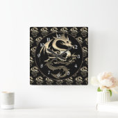 Horloge Carrée Dragon métallique (Maison)