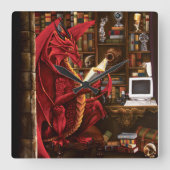 Horloge Carrée Dragon Podcast Library (Recto)