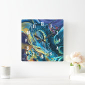 Horloge Carrée Dragon Rider et Sorcerer (Maison)