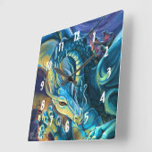 Horloge Carrée Dragon Rider et Sorcerer (Angle)