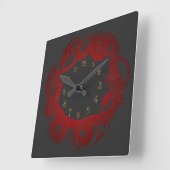 Horloge Carrée Dragon Rouge (Angle)