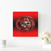 Horloge Carrée dragon skull (Maison)