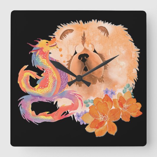 Horloge Carrée DRAGON-TALEZ CHOW Année du dragon (Recto)