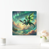 Horloge Carrée Dragon vert (Maison)