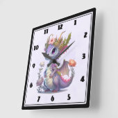 Horloge Carrée Dragon violet à couronne élégante (Angle)
