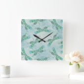 Horloge Carrée Dragonflies Boho en bleu (Maison)