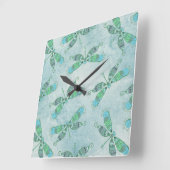 Horloge Carrée Dragonflies Boho en bleu (Angle)