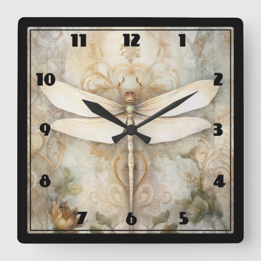 Horloge Carrée Dragonfly (Recto)