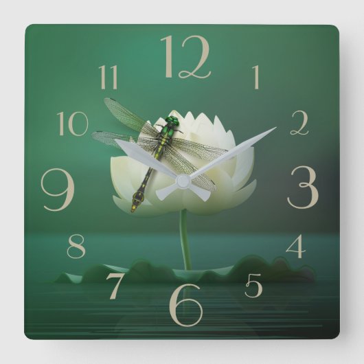 Horloge Carrée Dragonfly and Water Lily (Recto)