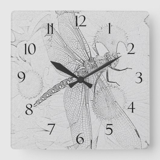 Horloge Carrée Dragonfly & Daisies (Recto)
