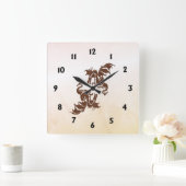 Horloge Carrée Dragons Yin Yang (Maison)