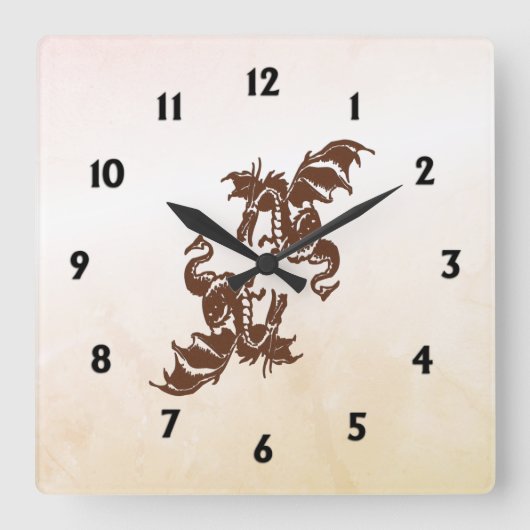 Horloge Carrée Dragons Yin Yang (Recto)