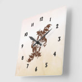Horloge Carrée Dragons Yin Yang (Angle)