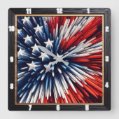 Horloge Carrée Drapeau Abstrait américain (Recto)