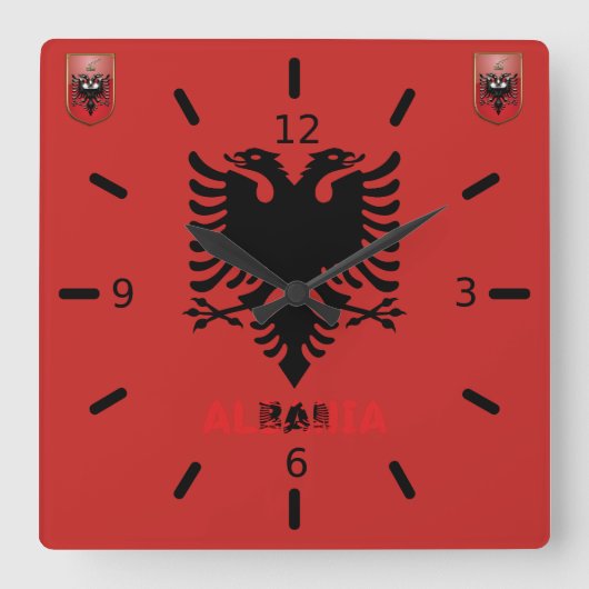 Horloge Carrée Drapeau albanais (Recto)