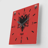 Horloge Carrée Drapeau albanais (Angle)