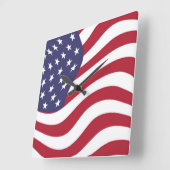 HORLOGE CARRÉE DRAPEAU AMÉRICAIN (Angle)