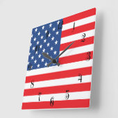 Horloge Carrée Drapeau américain (Angle)