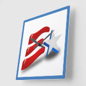 Horloge Carrée Drapeau américain (Angle)