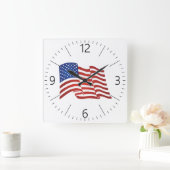 Horloge Carrée Drapeau américain (Maison)