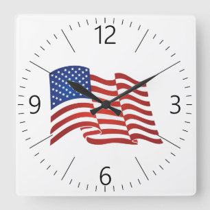 Horloge Carrée Drapeau américain