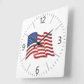Horloge Carrée Drapeau américain (Angle)