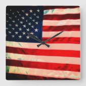 Horloge Carrée Drapeau américain (Recto)
