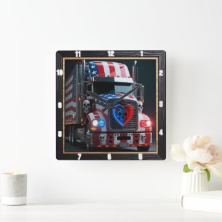Horloge Carrée Drapeau américain des animaux de compagnie patriot