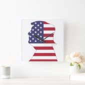 HORLOGE CARRÉE DRAPEAU AMÉRICAIN DU PRÉSIDENT DONALD TRUMP (Maison)